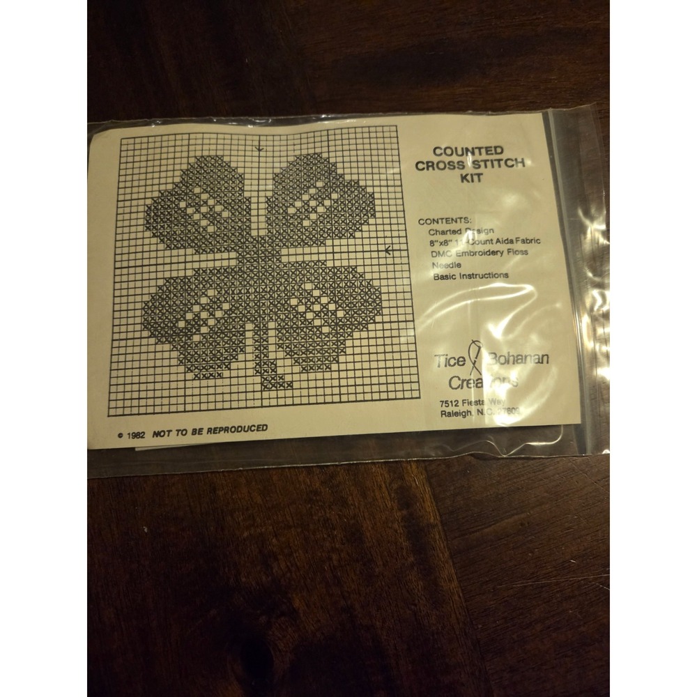 1985 vintage cross stitch kit four leaf clover